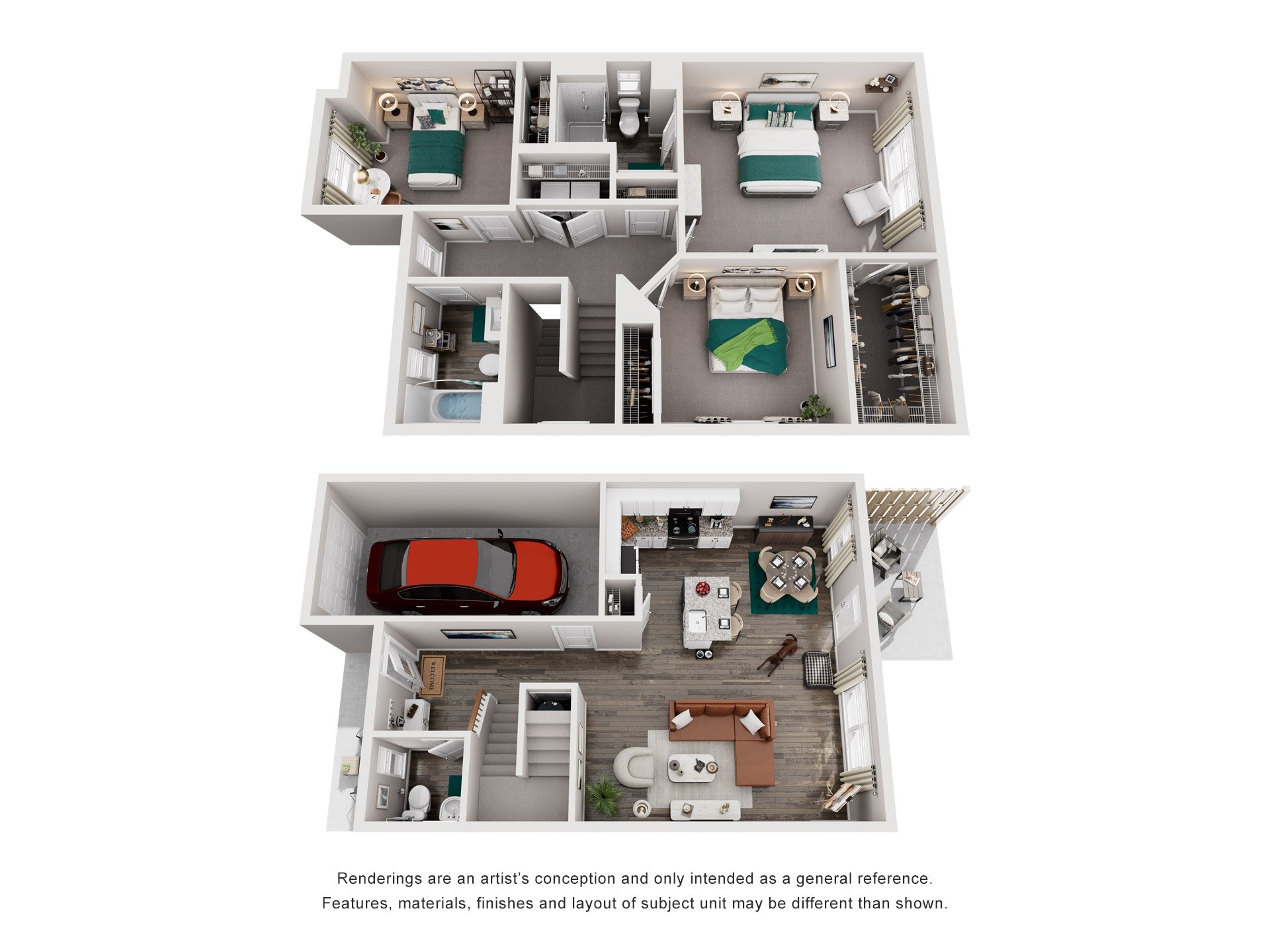 Floor plan for 3 beds, 2.5 baths, 1440 sqft